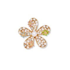 Lily &amp; Rose Pearl and Crystal Flower Brooch