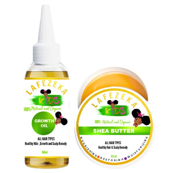 Lafezeka - Kids Natural Hair Care Growth Oil and Shea Butter Set