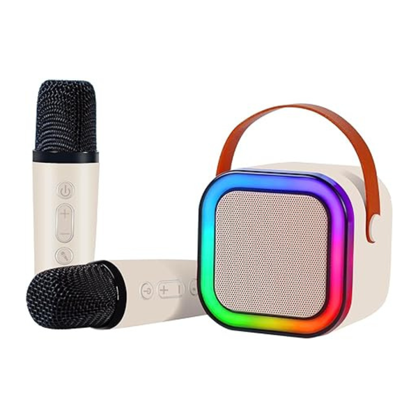 Portable Rechargeable Bluetooth Karaoke System - Dual Wireless Microphones,
