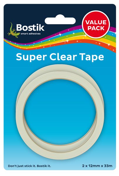Bostik Super Clear Tape Value Pack - 2 x (12mm x 33m)