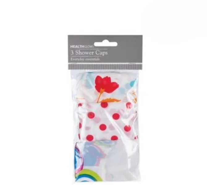 Stylish Assorted PVC Shower Caps - 3 Pack for Home &amp; Travel
