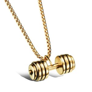 Stainless Steel Dumbbell Pendant Necklace