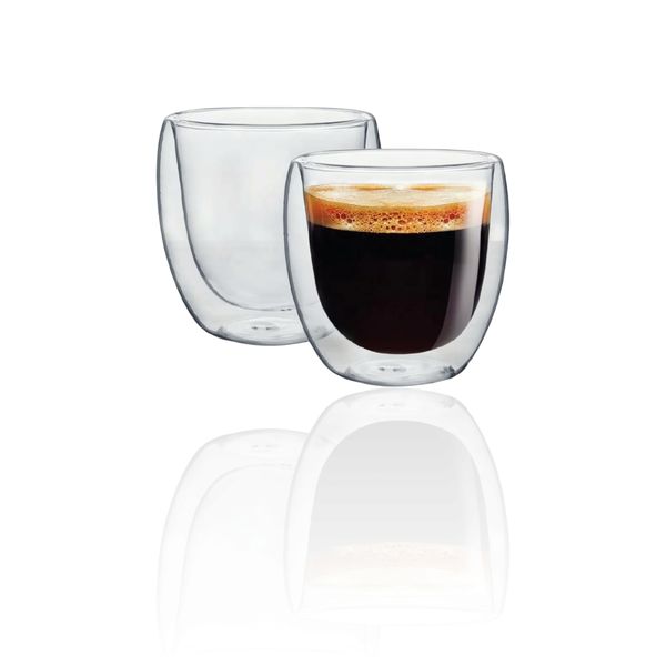 Creative Artglass SET OF 2 Exquisite Double Wall 80ml Espresso Glasses