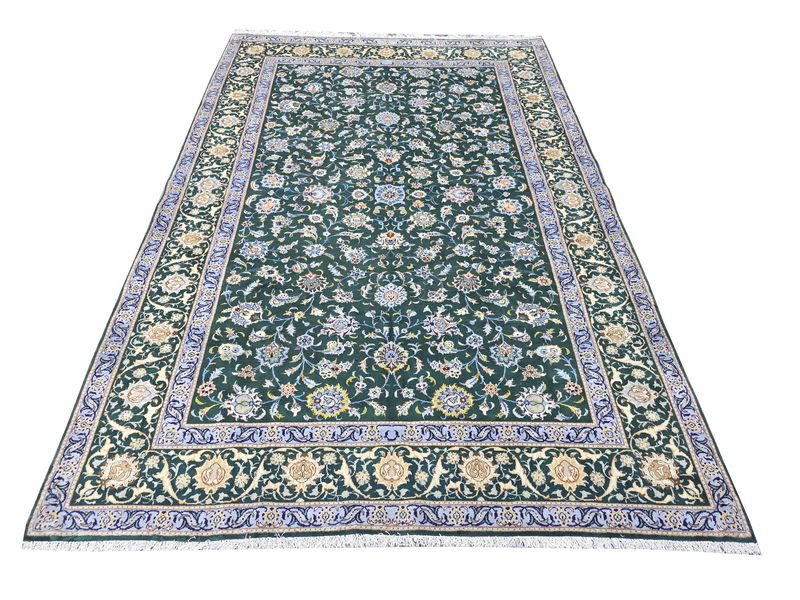 Top Persian Rugs - Rare Green Naeen Carpet 338 x 222 CM