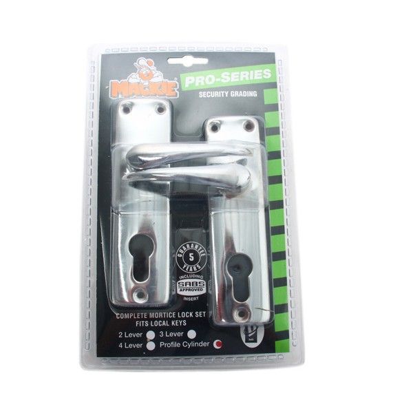 Mackie Chrome Plated Mortice Lockset with 3 Lever Heavy Duty Handles