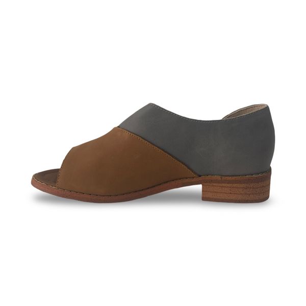 Women, Girls Grey-Camel colur Ladies Genuine Leather Oxford Shoes