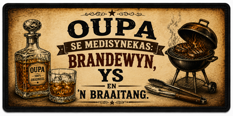 Waterproof Rubber Bar Mat - "Oupa Se Medisynekas" Afrikaans Design
