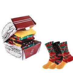 Funny Hamburger Socks For Women - Gift Box 3 Pair