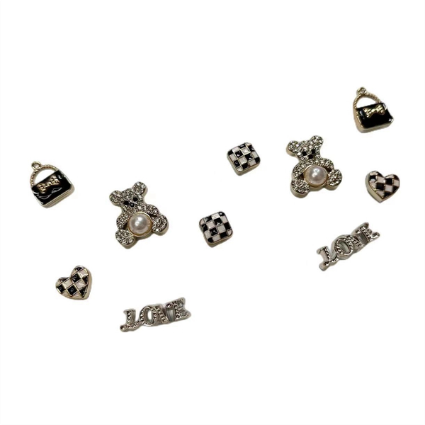 Glitter Love Bear Novelty Cute Shoe Charms Shoe Decorations - 10 Pieces
