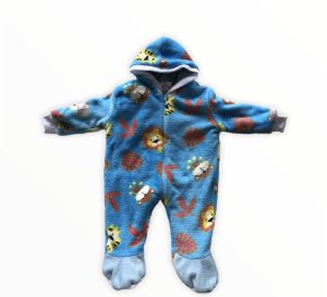 Little Leila - Blue Animal Zipper Romper - Baby Boy