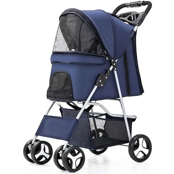 Lightweight Foldable 4 Wheels Pet Travel Trolley Cat Dog Jogger Stroller