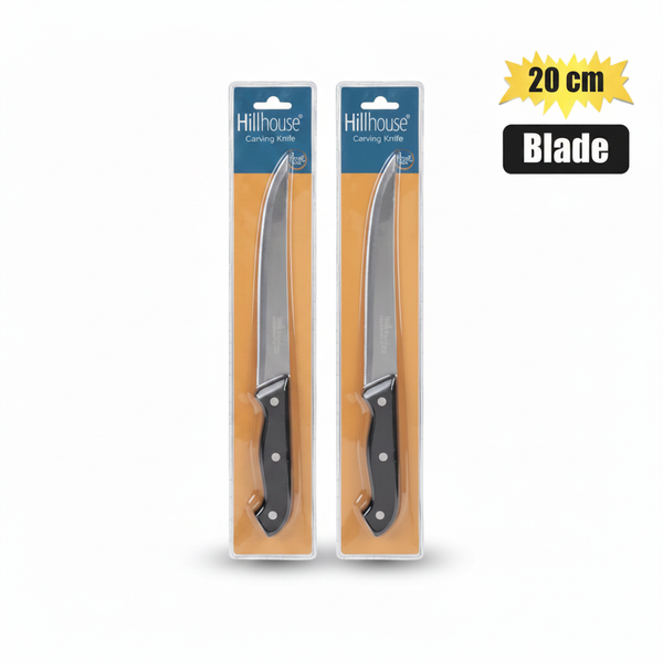 Hillhouse 20cm Carving Knife with ABS Handle, Black - 2 Pack