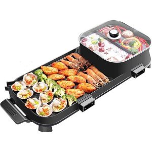 2 in 1 Electrical Barbecue Hotpot -Black