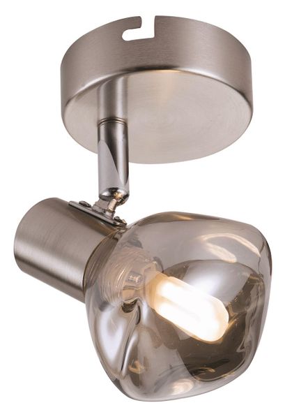 1 Light Satin Chrome Spotlight with Smoke Colour Glass