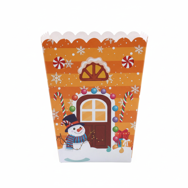 10-Piece Gingerbread House Snack Christmas Popcorn Boxes - Orange