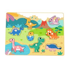 hi Pando - Wooden Peg Puzzle - Dinosaur Animals - 9pcs