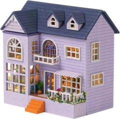 3-Story Wooden Dollhouse Miniatures DIY House Kit with Cover and Led Light