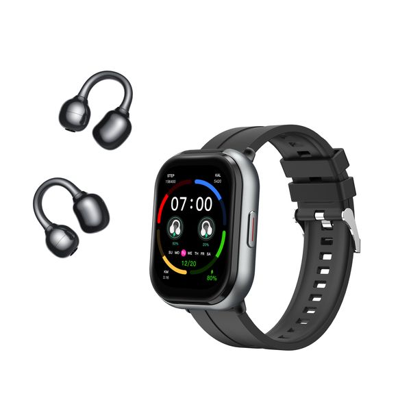 2-in-1 Smart Watch + TWS Earbuds - 2.01" Screen, Heart Rate/Sports Monitor