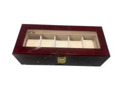 Cherry Wood Design Watch Box-5 Slots Organizer