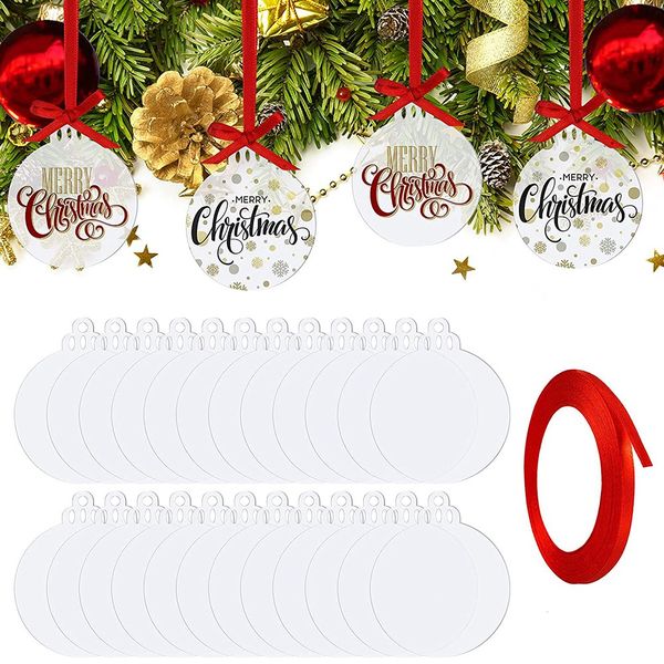 25 Pieces 3 Inch Clear Acrylic Christmas Ornaments Acrylic Christmas DIY Ta