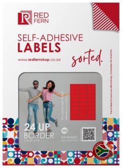 Redfern Colour Bordered 24up A4 Self-Adhesive Labels -10 Sheets