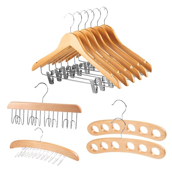 Anchor Wood Hanger Belt Hanger; Scarf; Clothes Hangers with Clips 10 pack