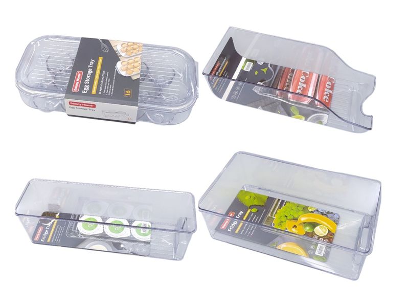 Rectangular Fridge Storage Bins - 4 Piece Set.