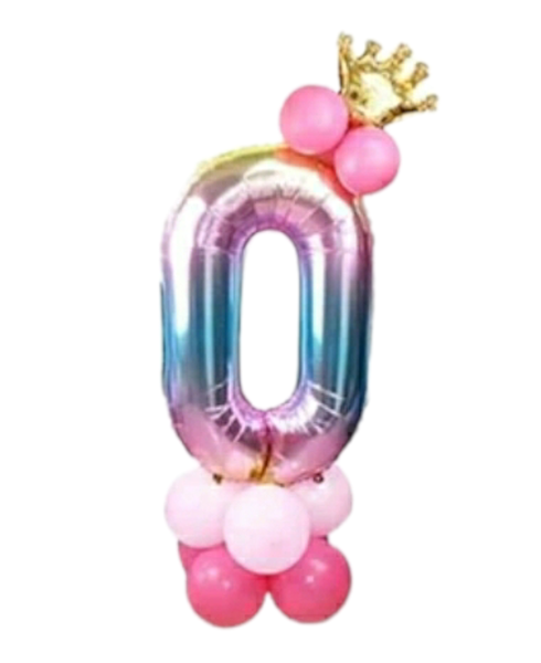 Birthday Number Balloon set - 14pcs with Crown