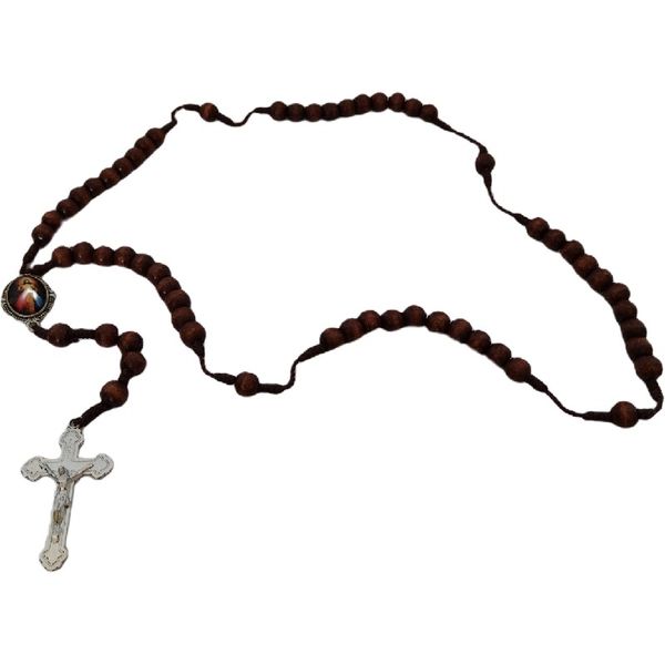 Rosary 48 cm With 5 cm Crucifix - Wooden Y- Necklace - Umlozi
