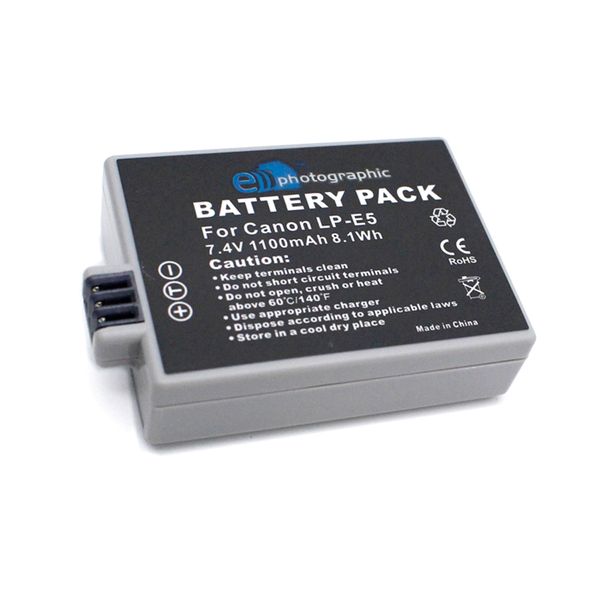 E-Photographic LP-E5 1100 mAh Lithium Battery for Canon DSLR's - EPHLPE5