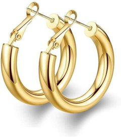 Earrings Thick 14K Gold Plated for Women