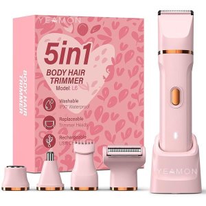 5-in-1 Bikini Trimmer for Women, Cordless Waterproof Electric Shaver