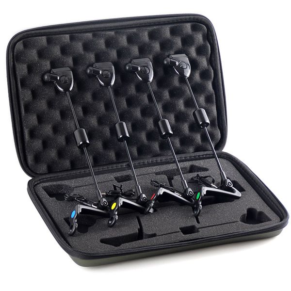 4Pcs Fishing Bite Alarm with 4 Colors &amp; Storage Bag