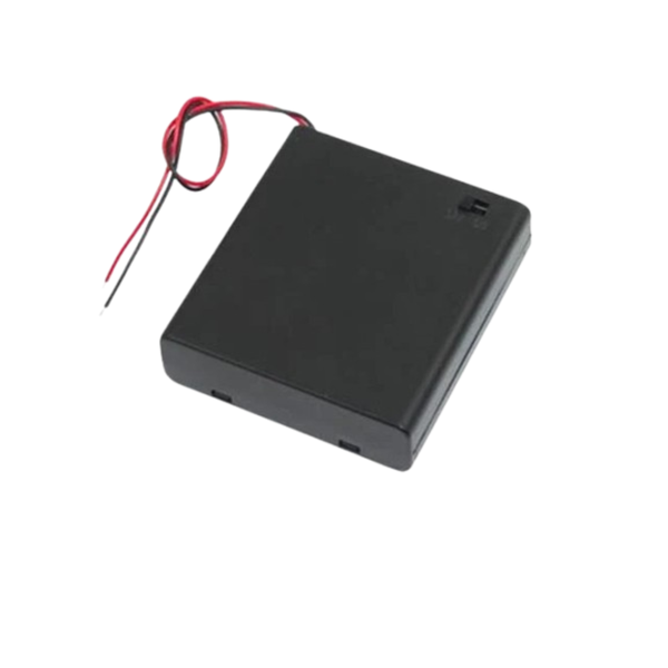 4xAA Battery Holder with Cover and On/Off Switch - 6V Power Supply