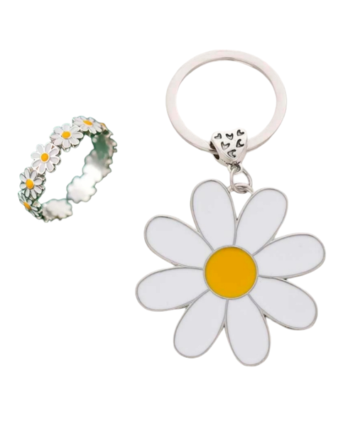 Flower Keychain &amp; Ring Set