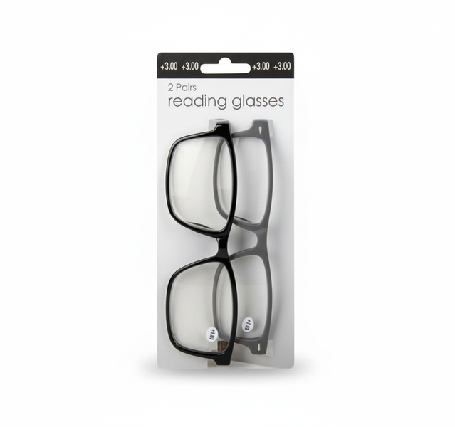 Progressive Multifocal Reading Glasses - 2 Piece Set +3.0 Strength