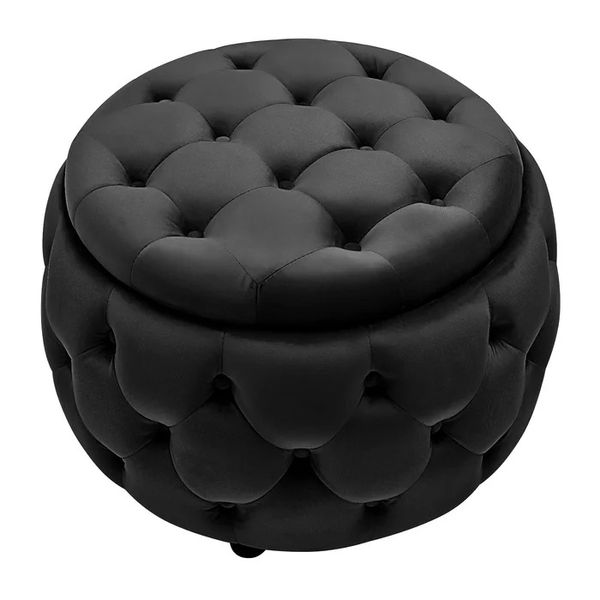 Amaanah 28'' Wide Velvet Tufted Round Storage Ottoman