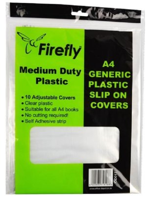 Firefly A4 Slip-On Plastic Book Covers, 50Micron Medium Duty (10's)