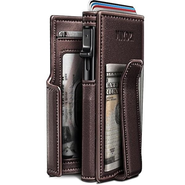 AirTag Wallet for Men, RFID Slim Metal Card Holder with Money Clip