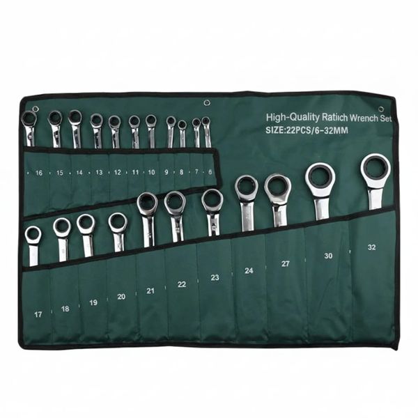 20-Piece Ratcheting Combination Spanner Set Chrome Vanadium Steel (6-32mm)