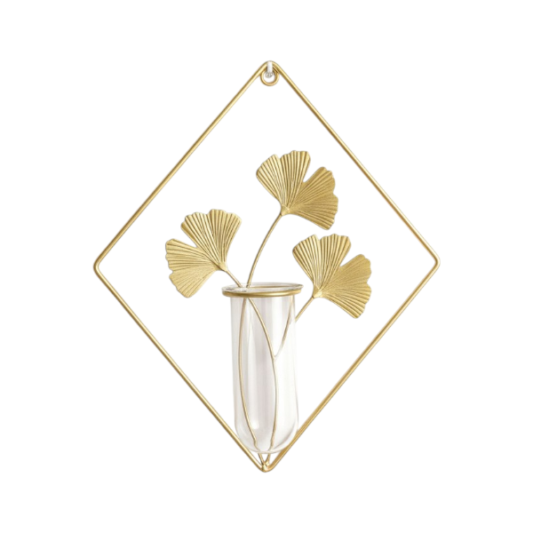 Diamond-Shaped Leaf Hydroponic Wall Decoration - Gold