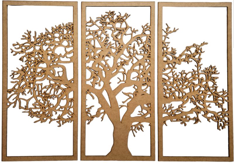 Tree of Life wall art with Border - Set of 3 Panels