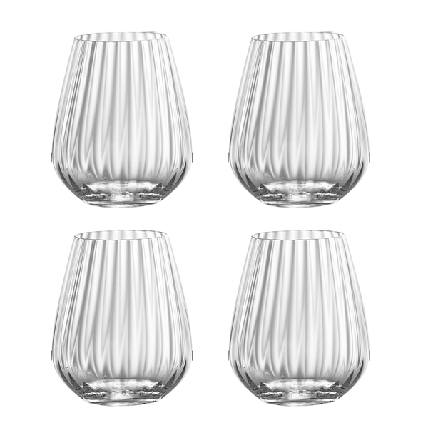 350ml Teardrop Shape Ribbed Glass Tumbler Cocktail Gin Water Glass 4 Packs