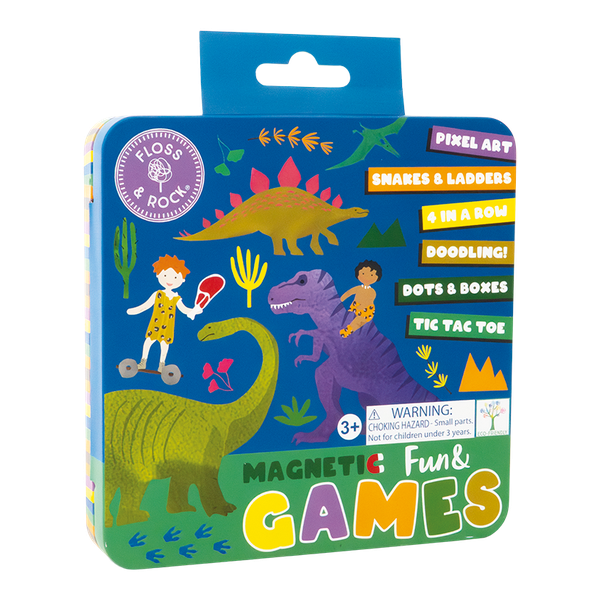 Floss &amp; Rock Magnet Fun and Games Tin - Dinosaurs