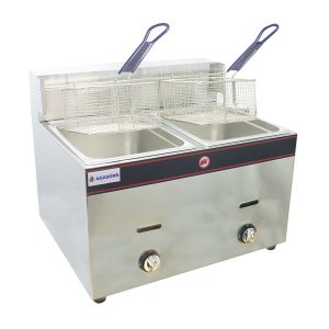 Agasons Stainless Steel 2 Tank Gas Fryer - 2 x 6L