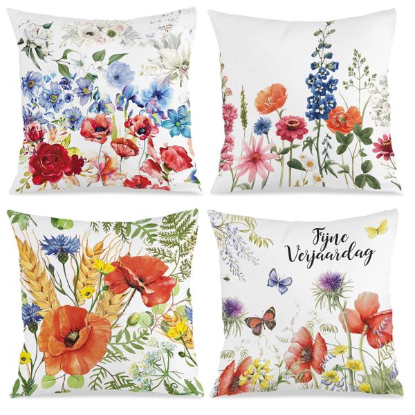 Flower Pattern Cushion Cover, 45x45cm Home Bed Pillow Covers for Couch