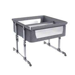 Style Aluminium Sleeping Bed Twins Baby Crib Bedside Baby Cot-Grey