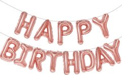 TISKO Happy Birthday Balloon Banner, 16 Inch Foil Mylar Letters