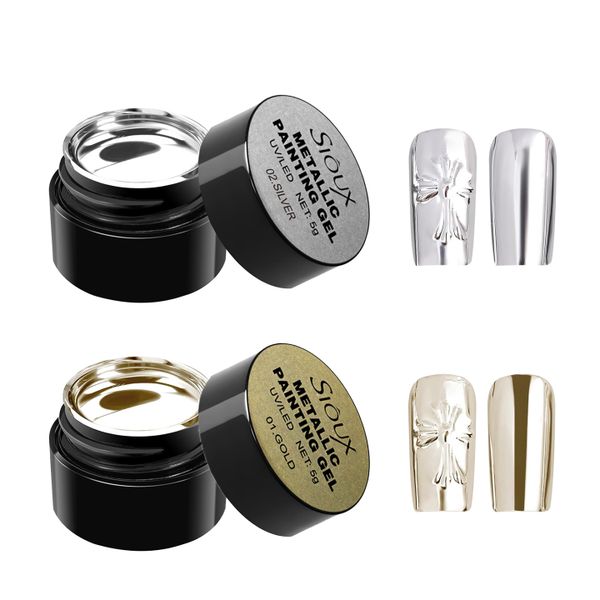 Sioux 2 Pieces Metallic Painting Gel - Golden Silver Mirror Chrome Shine