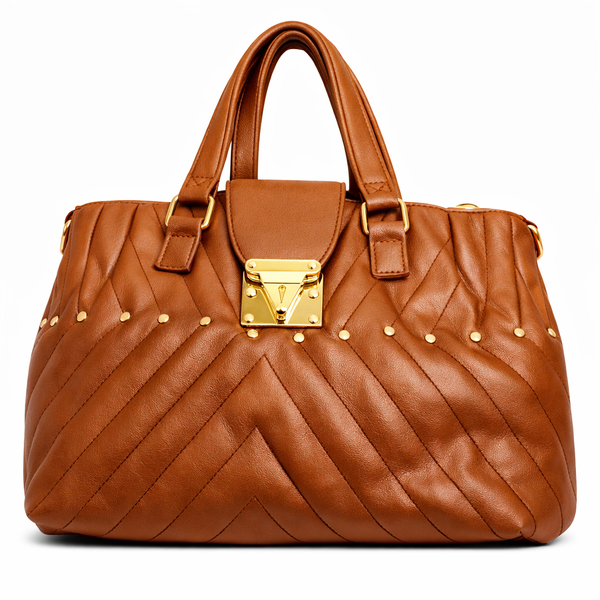 Ladies Quilted Top Handle Handbag With Shoulder Strap - Black or Brown